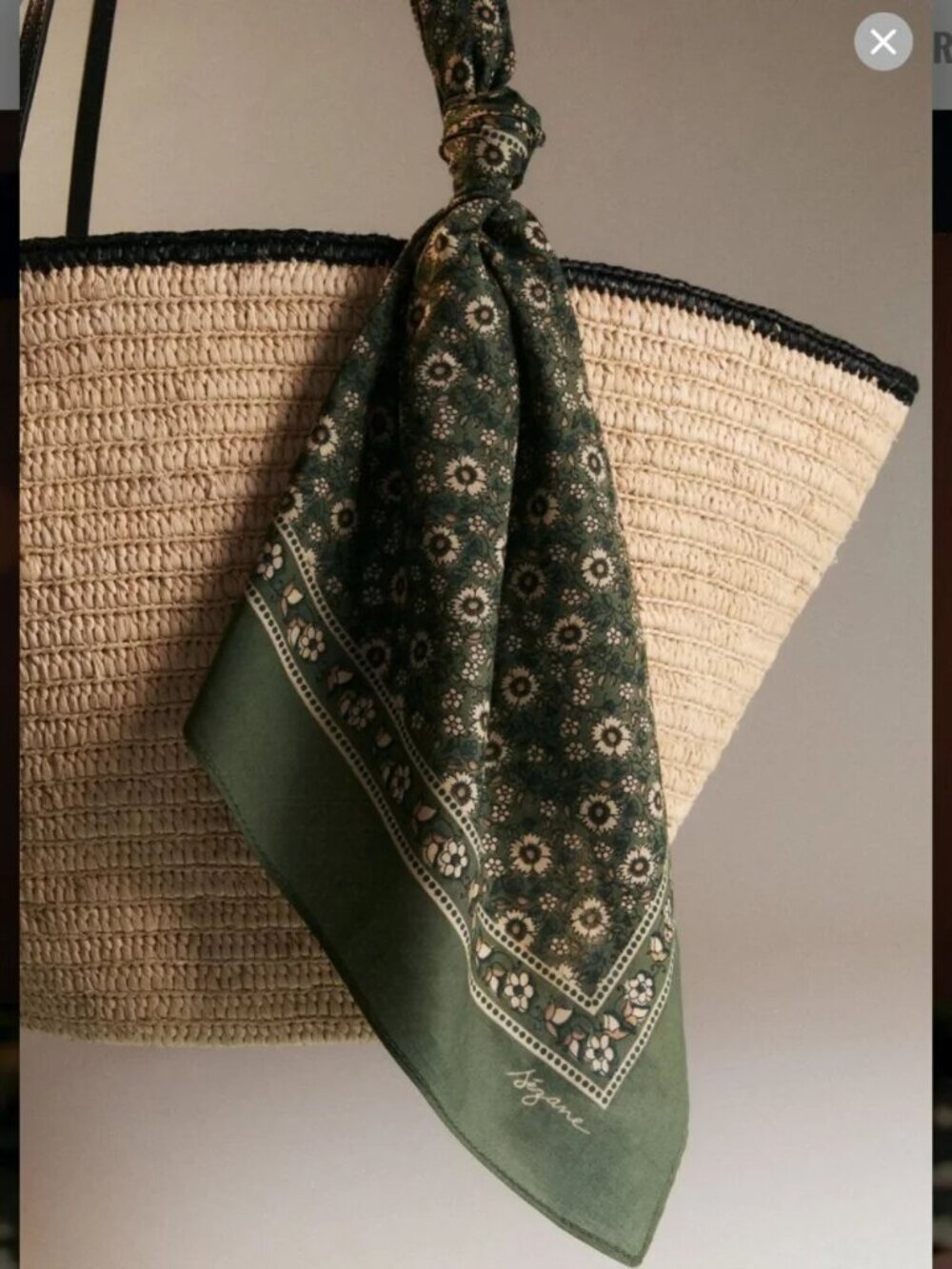 NWT Sezane Le Foulard Scarf Kerala Green 60cm x 60cm